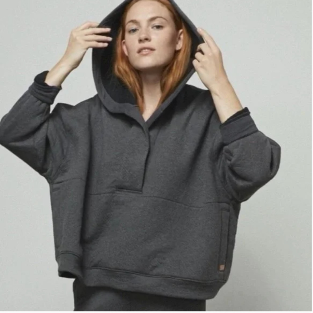 Lunya Restore Double Faced Pullover Hoodie Pima Cotton Oversized Grey Large XL